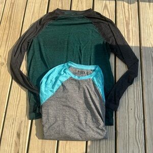 🍍HELIX LONG SLEEVE LIGHT WEIGHT T SHIRTS🍍black/green sz L🍍gray/ turquoise M